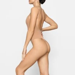 SHEER SCULPT THONG BODYSUIT | OCHRE -SWIMwear Sale Store SKIMS BODYSUIT SH LBT 0248 DD OCH 0009 SD