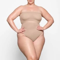 SHEER SCULPT BANDEAU | CLAY -SWIMwear Sale Store SKIMS BRA BND 0254 YC CLY 0037