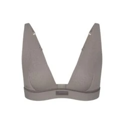 COTTON PLUNGE BRALETTE | SMOKE