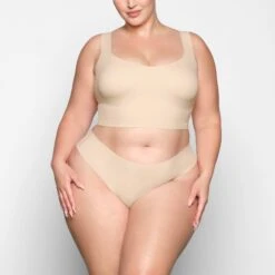 NAKED PLUNGE LONGLINE BRA | SAND -SWIMwear Sale Store SKIMS BRA BR PLG 1886 VD SND 0005 FR