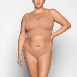 NAKED PLUNGE LONGLINE BRA | OCHRE -SWIMwear Sale Store SKIMS BRA BR PLG 1886 VE OCH 0005 FR