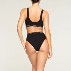 LOGO RIB PLUNGE BRALETTE | ONYX -SWIMwear Sale Store SKIMS BRA BR PLG 2915 MC ONX 1489 BK