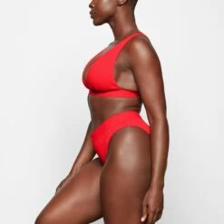COTTON PLUNGE BRALETTE | RUBY -SWIMwear Sale Store SKIMS BRA BR PLG OO37 XC RBY 0012 SD