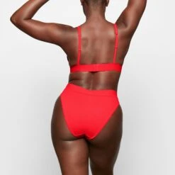 COTTON PLUNGE BRALETTE | RUBY -SWIMwear Sale Store SKIMS BRA BR PLG OO37 XC RBY 0013 BK