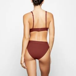 COTTON PLUNGE BRALETTE | SANGRIA -SWIMwear Sale Store SKIMS BRA BR PLG OO37 XD SAN 0018 BK