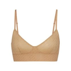 LOGO MESH TRIANGLE BRALETTE | OCHRE