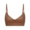 LOGO MESH FOIL TRIANGLE BRALETTE | CARAMEL