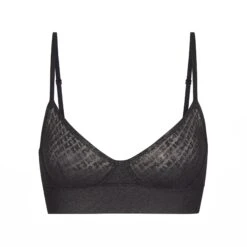 LOGO MESH FOIL TRIANGLE BRALETTE | ONYX