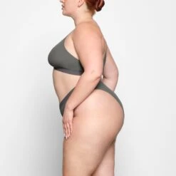 SMOOTH RIB RACERBACK TRIANGLE BRALETTE | GUNMETAL -SWIMwear Sale Store SKIMS BRA BR TRI 2509 YC GUN 0013