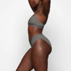 SMOOTH RIB RACERBACK TRIANGLE BRALETTE | GUNMETAL -SWIMwear Sale Store SKIMS BRA BR TRI 2509 ZA GUN 0010