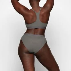 SMOOTH RIB RACERBACK TRIANGLE BRALETTE | GUNMETAL -SWIMwear Sale Store SKIMS BRA BR TRI 2509 ZA GUN 0018