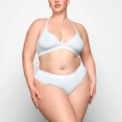 SMOOTH RIB RACERBACK TRIANGLE BRALETTE | MARBLE -SWIMwear Sale Store SKIMS BRA BR TRI 2509 ZB MBL 0004