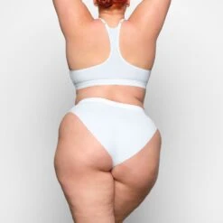 SMOOTH RIB RACERBACK TRIANGLE BRALETTE | MARBLE -SWIMwear Sale Store SKIMS BRA BR TRI 2509 ZB MBL 0016