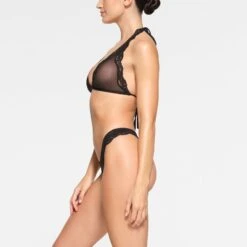 SUMMER MESH LACE PLUNGE HALTER BRALETTE | ONYX -SWIMwear Sale Store SKIMS BRA BR TRI 3441 PC ONX 0008 SD