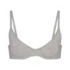COTTON LOGO UNDERWIRE DEMI BRA | LIGHT HEATHER GREY