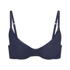 COTTON LOGO UNDERWIRE DEMI BRA | NAVY