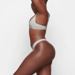 COTTON LOGO UNDERWIRE DEMI BRA | LIGHT HEATHER GREY -SWIMwear Sale Store SKIMS BRA BR UWR 2001 TA LHG 0012 SD