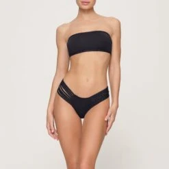 RHINESTONE BANDEAU BIKINI TOP | ONYX -SWIMwear Sale Store SKIMS BRA BT BAN 3183 GD ONX 0005