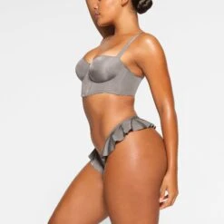 LOGO SHINE BALCONETTE CORSET BRA | GREY CHALK -SWIMwear Sale Store SKIMS BRA CR BRA 3240 LA GCK 0010 SD