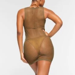 WARP KNIT COVER UP DRESS | ARMY -SWIMwear Sale Store SKIMS LOUNGEWEAR AP TNK 2066 OA ARM 0022 BK