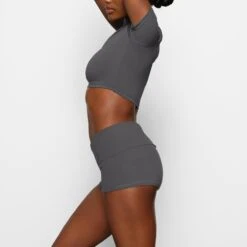 COVER UP FOLD OVER SHORT | GUNMETAL -SWIMwear Sale Store SKIMS LOUNGEWEAR CU SHO 2853 CB GUN 0008