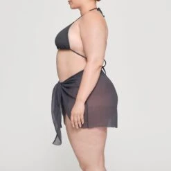 SILK CHIFFON COVER UP WRAP SKIRT | GUNMETAL -SWIMwear Sale Store SKIMS LOUNGEWEAR CU SKT 3078 HC GUN 0006