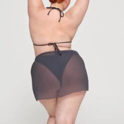 SILK CHIFFON COVER UP WRAP SKIRT | GUNMETAL -SWIMwear Sale Store SKIMS LOUNGEWEAR CU SKT 3078 HC GUN 0014