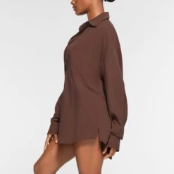 COVER UP SHIRT | COCOA -SWIMwear Sale Store SKIMS LOUNGEWEAR TP SUR 3493 OB COA 0007 SD