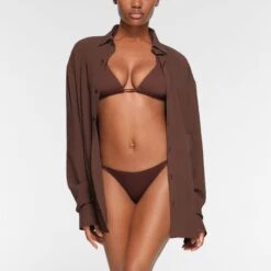 COVER UP SHIRT | COCOA -SWIMwear Sale Store SKIMS LOUNGEWEAR TP SUR 3493 OB COA 0021 OPEN