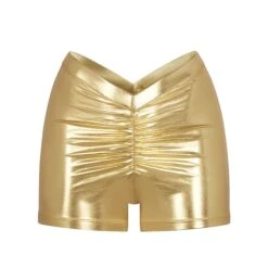 METALLIC SWIM V-WAIST SHORT | GOLD