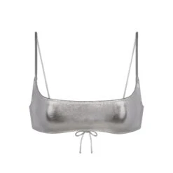 METALLIC SWIM MICRO SCOOP BIKINI TOP | NICKEL