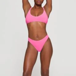COTTON LOGO HIGH LEG BIKINI | SUGAR PINK -SWIMwear Sale Store SKIMS PANTY PN BIK 2003 HB PIN 0004 FR