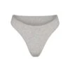 COTTON LOGO HIGH LEG BIKINI | LIGHT HEATHER GREY