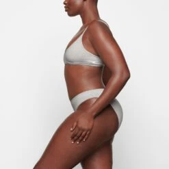 COTTON LOGO HIGH LEG BIKINI | LIGHT HEATHER GREY -SWIMwear Sale Store SKIMS PANTY PN BIK 2003 TA LHG 0009 SD