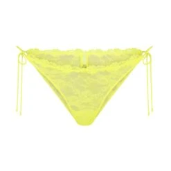 STRETCH LACE TIE SIDE BIKINI | YELLOW HIGHLIGHTER