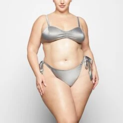 WOVEN SHINE TIE SIDE BRIEF | CHROME -SWIMwear Sale Store SKIMS PANTY PN BRF 2520 XB CHM 0004 FR