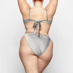 WOVEN SHINE TIE SIDE BRIEF | CHROME -SWIMwear Sale Store SKIMS PANTY PN BRF 2520 XB CHM 0021 BK