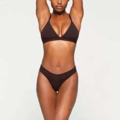 FITS EVERYBODY DIPPED FRONT THONG | ESPRESSO -SWIMwear Sale Store SKIMS PANTY PN DTH 2027 KB ESP 0005 FR