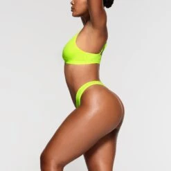 FITS EVERYBODY DIPPED FRONT THONG | GREEN HIGHLIGHTER -SWIMwear Sale Store SKIMS PANTY PN DTH 2027 NA GRH 010