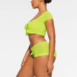 SUMMER MESH LACE BOY SHORT | HIGHLIGHTER -SWIMwear Sale Store SKIMS PANTY PN HIP 3443 PA GRH 0007 SD