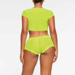 SUMMER MESH LACE BOY SHORT | HIGHLIGHTER -SWIMwear Sale Store SKIMS PANTY PN HIP 3443 PA GRH 0011 BK