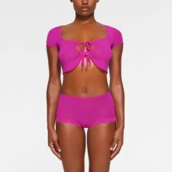 SUMMER MESH LACE BOY SHORT | FUCHSIA -SWIMwear Sale Store SKIMS PANTY PN HIP 3443 PB FSA 0001 FR
