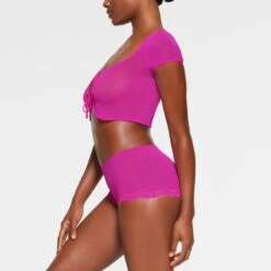 SUMMER MESH LACE BOY SHORT | FUCHSIA -SWIMwear Sale Store SKIMS PANTY PN HIP 3443 PB FSA 0008 SD