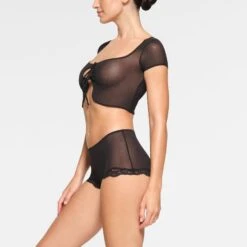 SUMMER MESH LACE BOY SHORT | ONYX -SWIMwear Sale Store SKIMS PANTY PN HIP 3443 PC ONX 0007 SD