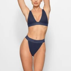COTTON RIB THONG | NAVY -SWIMwear Sale Store SKIMS PANTY PN STT 0040 ED NVY 0004 FR
