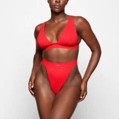 COTTON RIB THONG | RUBY -SWIMwear Sale Store SKIMS PANTY PN STT 0040 XC RBY 0001 FR