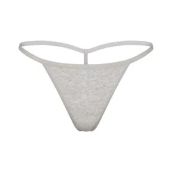 COTTON LOGO STRING THONG | LIGHT HEATHER GREY