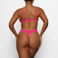 FITS EVERYBODY CORDED LACE DIPPED THONG | NEON ROSE -SWIMwear Sale Store SKIMS PANTY PN THG 2683 BA NRO 0015
