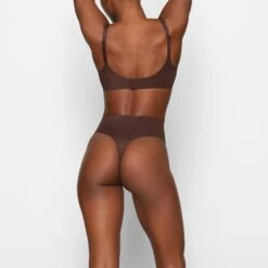 SMOOTHING HIGH-WAISTED THONG | COCOA -SWIMwear Sale Store SKIMS PANTY PN THG 2910 DB COA 0011 BK