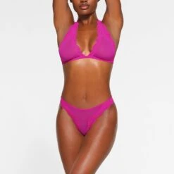 SUMMER MESH LACE CROTCHLESS THONG | FUCHSIA -SWIMwear Sale Store SKIMS PANTY PN THG 3442 PB FSA 0005 FR